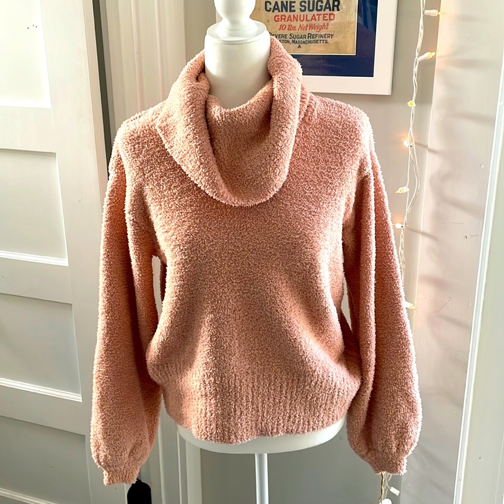 Kaisley cowl neck fluffy pink sweater - NWT